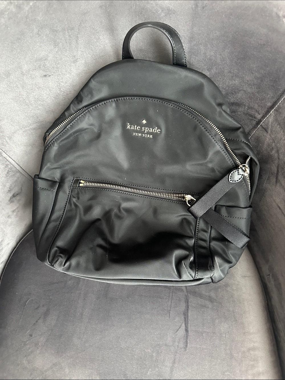 kate spade Black Nylon Mini Backpack with Front Zip Pocket